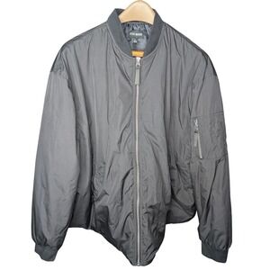 Steve Madden Black Bomber Jacket Full Zip Utility Flight Coat NWT L BN30711R